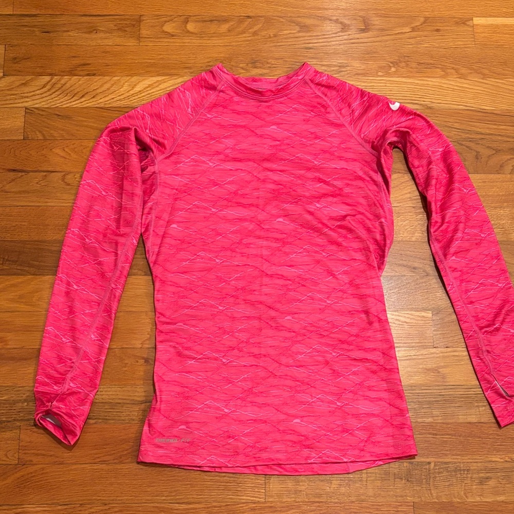 Nike Pro Combat Vibrant Pink Women's Fitted Long Sleeve Therma Fit Running Shirt